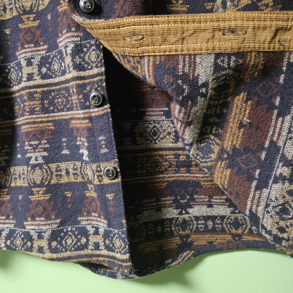 JACHS New York Men's Navy Tribal Aztec Patterned Shirt Jacket - Picture 6 of 10